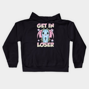 Cute & Funny Get In Loser Kawaii Coffin Anime Goth Kids Hoodie